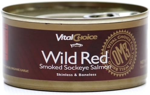 Vital Choice Wild Smoked Sockeye Salmon, 5.5 Ounce Can