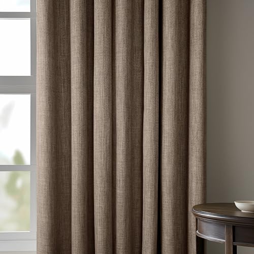 Image of HPD Half Price Drapes - Faux Linen Curtains for Living Room (1 Panel) - 50W X 84L - Textured Room Darkening Curtains for Bedroom 84 Inches Long - Drapes for Home Decor, Dark Gravel (Pack of 10)