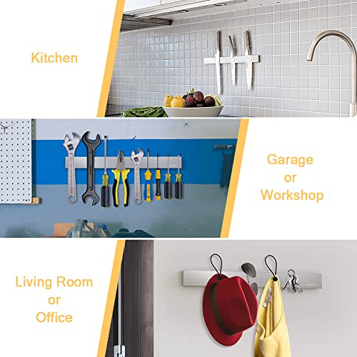 SMART&COOL Magnetic Knife Holder for Wall - 25CM (10 Inch) Stainless Steel Magnetic Knife Strip Rack with Extra Strong Magnet for Knives, Kitchen Utensils and Tools - Image 4