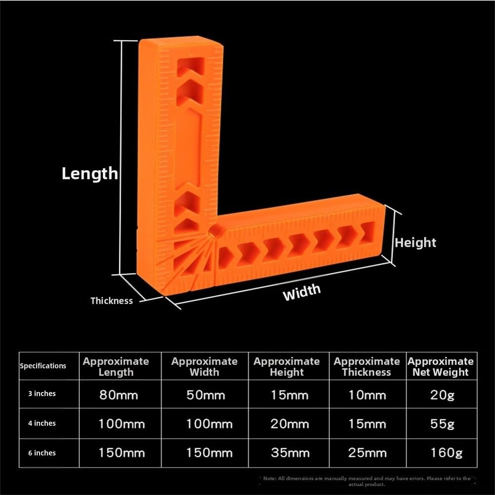 Lot de 12 outils de positionnement à angle droit à 90 degrés – Règle carrée en plastique ABS pour le travail du bois – Marquage multi-angles 45 22,5 degrés – Gabarit compatible avec les pinces – Rouge