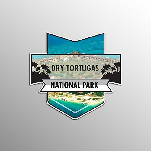 Paquete de 2 calcomanías de vinilo para el parque nacional Dry Tortugas | 4.7 x 4.4 pulgadas | Adhesivo de vinilo de alta calidad | Laminado