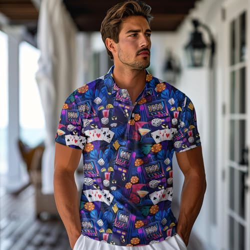 Poker Polo Golf Shirts for Men Women - Casino Polo Shirts Short Sleeve Mens Polo Shirts Las Vegas Outfits3