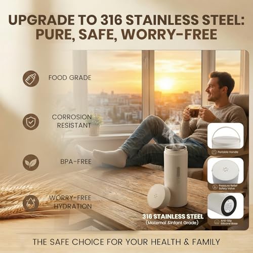 Image of Portable Electric Kettle For Travel, 120V, 450ml, 4 Temperature Control
