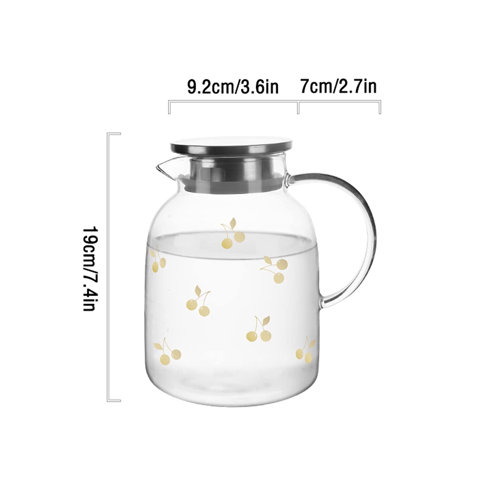 Jarra Agua Fria Jarra de vidrio de borosilicato con tapa de acero inoxidable CAPACIDAD FRÍA CARAFA FRÍA Tetera linda para jugo, leche, bebidas calientes y frías Jarra Agua Detox Frutas ( Color : A )