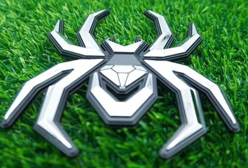 Image of 1pc Spider Black Widow Edition Emblems 3D Side Rear Door Badges Sticker Nameplate (Black Silver)
