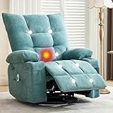 Amenitlif Swivel Rocker Recliner Chair with Heat & Massage, Oversized 360° Rocking Single Sofa with Cup Holders & Side Pocket, Ergonomic Lounge Recliner for Living Room, Bedroom, Home Theater Comfort