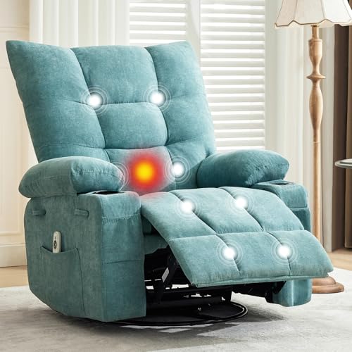 Garvee Swivel Rocker Recliner with Heat & Massage