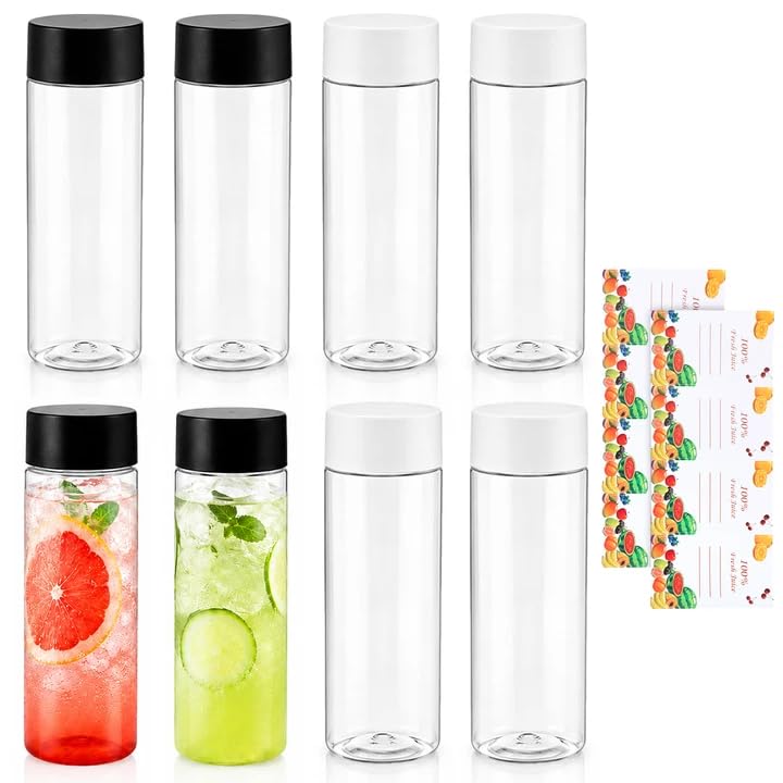Juice Bottles with Lids 8 Pack 300ml Reusable PET Drink Bottles for Juices