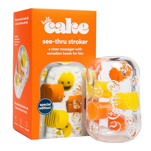 Image of Hello Cake See-Thru Stroker, Clear Sex Toy for Men and Couples, Handheld Male Stroker with Sensation Beads with Varied Textures - Skin-Like Feel, Easy to Clean & Use, Waterproof