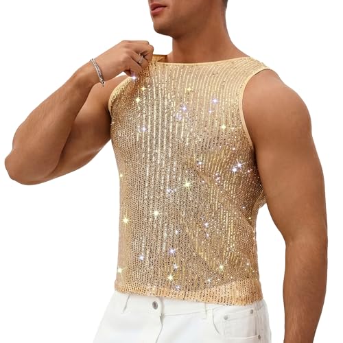Débardeur à paillettes homme pour ne plus passer inaperçu en rave