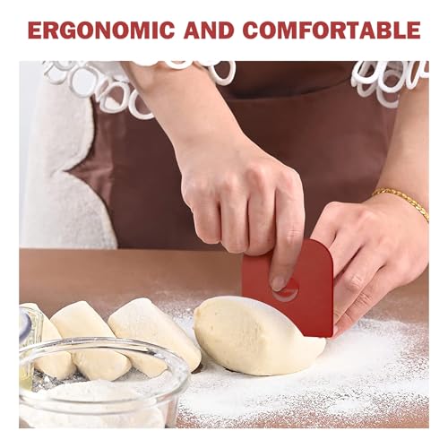 Image of Pan Scraper, 10 Pcs Pot Scraper Plastic, Pot Scraper Non Scratch for Cast Iron, Pot and Pan Cleaning, Sturdy Scraper Kitchen Tool, Red
