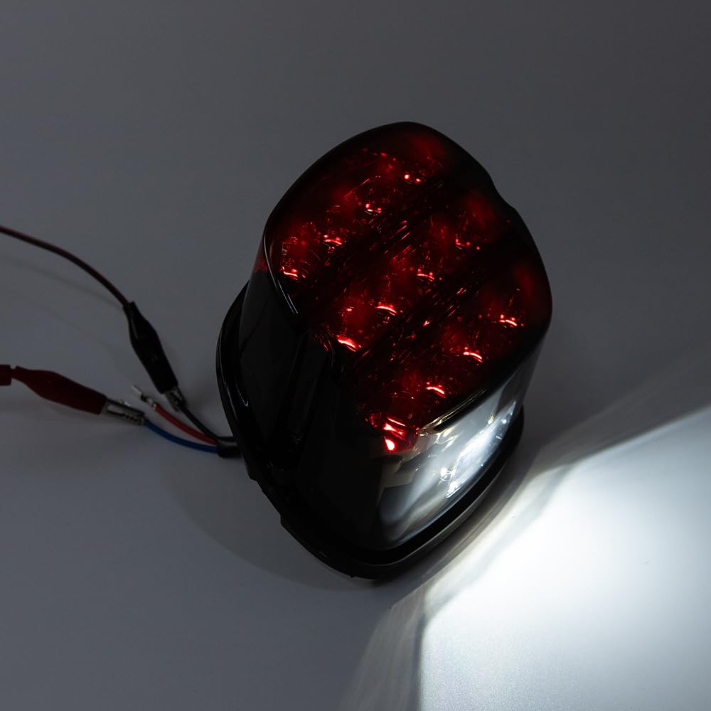 Luce posteriore per moto 12V Luce di stop a LED Luce posteriore per targa per Road King Electra Glide Street Bob Touring Luci posteriori (Nero)