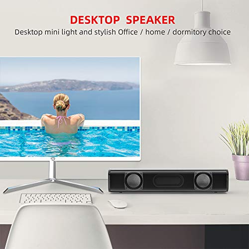 Tocador de Áudio, Romacci 2 * 3W USB Powered Soundbar Audio Player 3,5 mm com fio PC alto-falantes s