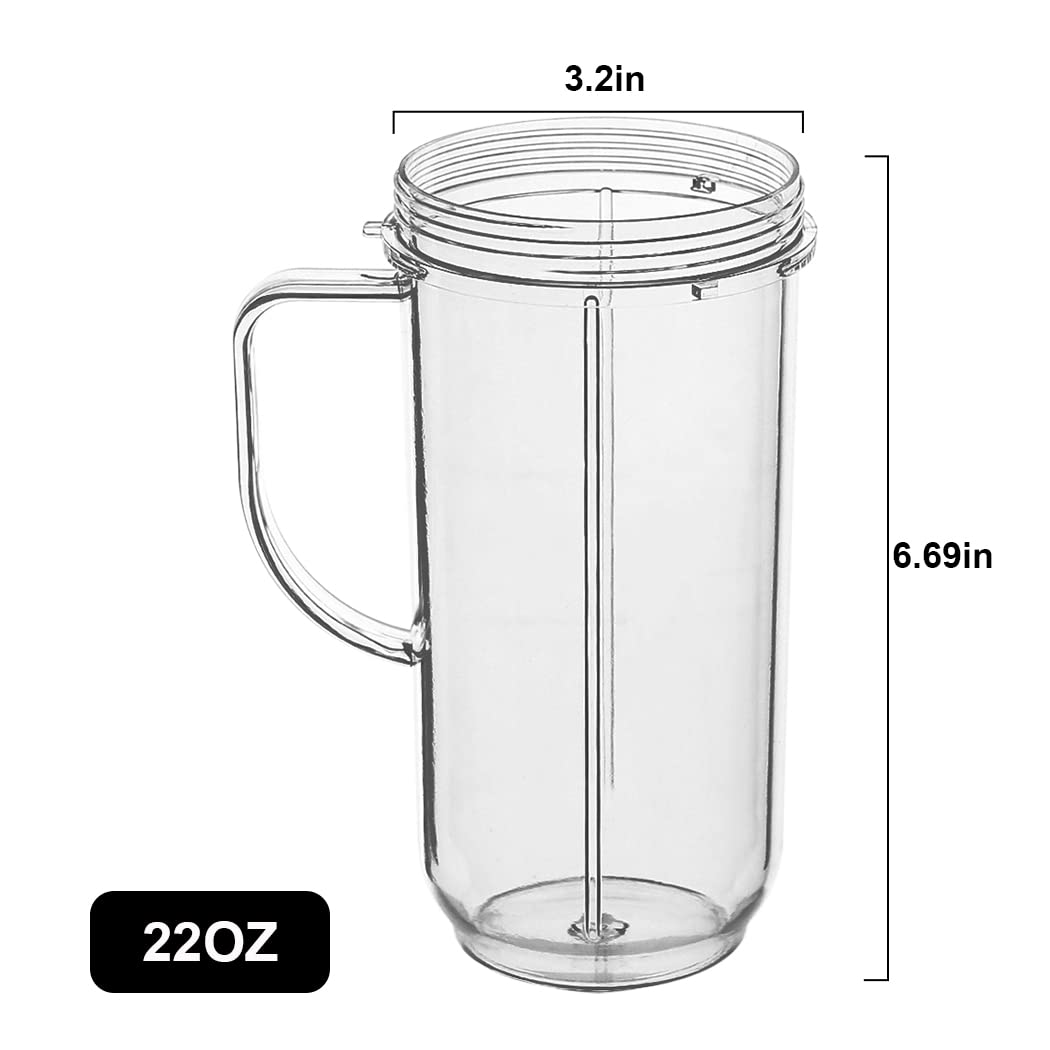 Joyparts Replacement Parts 22oz Tall Mug cup with Flip Top To-go Lid ?Compatible with Magic Bullet 250W MB1001 Blender Juicer
