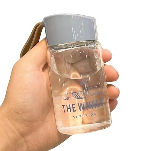 FISHLUCK ウォーターボトル ガラスボトル 水筒 高ホウ素シリコンガラス ウォーターボトル 直飲み 漏れ防止 携帯便利 透明 ィーボトルスト水筒 会社・学校・アウトドア 230ml D