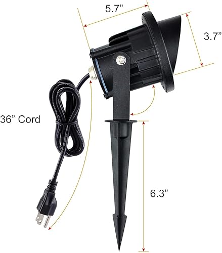 Miniatura 6 de J.LUMI GBS9809 - Foco LED para exteriores de 9 W, 120 V CA, reemplaza a halógeno de 75 W, estaca de tierra de metal, luz blanca diurna, luz de