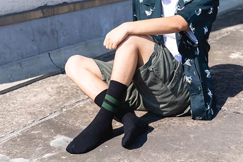 4 Pairs Men Striped colouful Crew Socks - Retro Athletic Casual Cotton Socks - Novelty Socks For Men4