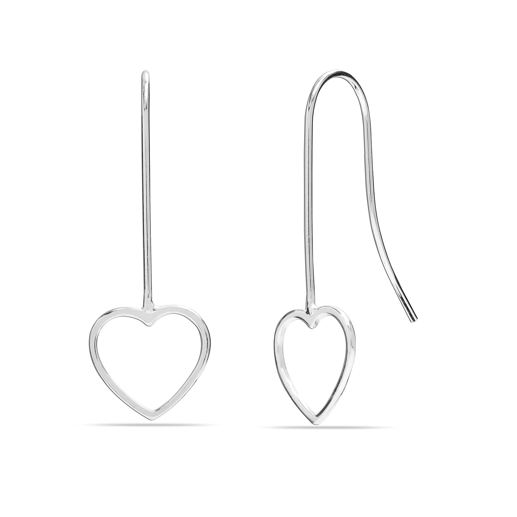 LeCalla 925 Sterling Silver BIS Hallmarked Heart Shaped Light-Weight Threader Wire Teardrop Dangler Earrings for Women and Girls (B09VNS1J31) Amazon Price History, Amazon Price Tracker