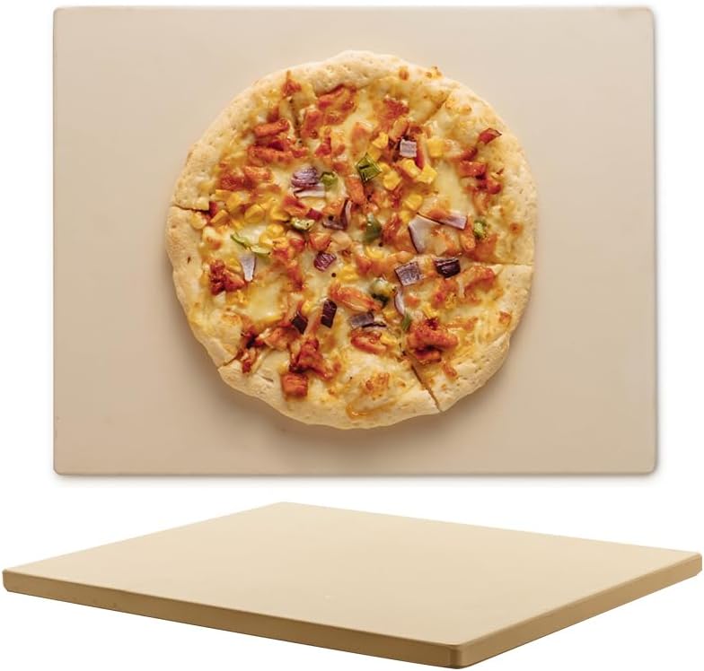 Pizza Stone for Oven and Grill, Heavy Duty Cordierite Baking Pan, Rectangular Baking Stone for Bread, Cookie,16x14 Inch