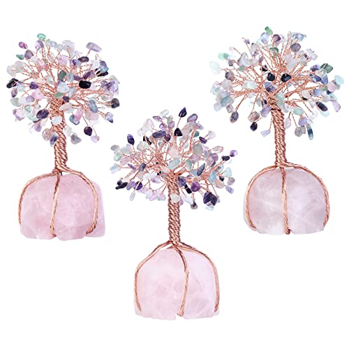 Mookaitedecor Fluorite Crystal Tree, Raw Crystals Rose Quartz Base Bonsai Money Tree For Wealth And Luck #TOP4