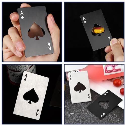 Ohiyoo 200 Pack Ace of Spades Bottle Openers Bulk Metal Poker Card Wallet Beer Bottle Openers for Party Favor Wedding Favor Groomsmen Bridesmaid Gift (Black&Silver) by Ohiyoo - Used condition - Image 5