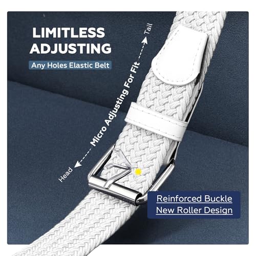 Image of JASGOOD Braided Stretch Belt for Men Golf Casual Fabric Elastic Woven Belt 1 3 /8 inch Adjustable Work