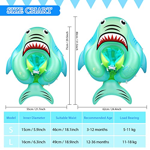 AivaToba Baby Swimming Float, Inflatable Infant Swim Float, Inflatable Baby Pool Float with UPF 50+ Sun-Protective Canopy, Add Tail No Flip, Hand Pump for Toddlers Age 3-36 Months - Image 4