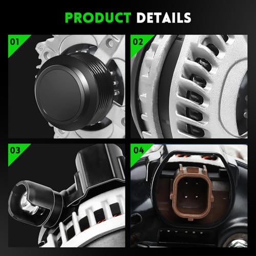 Image of 11573N New Alternator Replacement for 3.5L Honda Odyssey 2011-2013, Pilot 2012-2015, Ridgeline 2012-2014, Replace 104210-1240 9764219-124 31100-RV0-A01, V6 12V 130 Amp