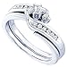 Dazzlingrock Collection 0.30 Carat (ctw) 14K Round Diamond Solitaire with Accents Fashion Bridal Ring Set With 1/3 CT, White Gold