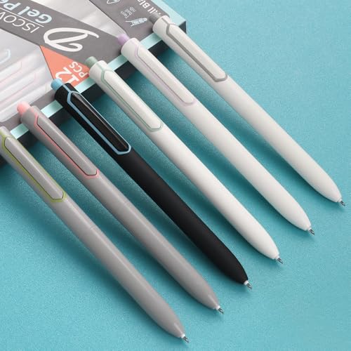 12 Pack Gel Pens 0.5mm Fine Point Tip Smooth Writing Pens, Quick-Dry Black Ink Retractable & No-Bleed Gel Pens for Journaling Office School Supplies Aesthetic Notes