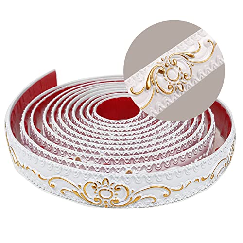 AXYWINBO® Molduras Decorativas Para Pared,5m*3.6cm Diseño Autoadhesivo Flexible PVC Oro Vintage Europeo,Adornos para Gabinete,Marco de Espejo,Borde de Pared,Decoración del Hogar