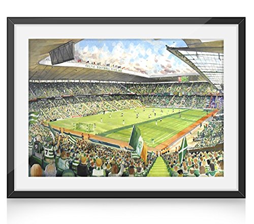 Stade de Celtic Park art affiche encadrée A4 pour salon et bureau de supporter