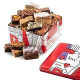 David's Cookies Assorted Brownies & Crumb Cake In Love-Themed Gift Tin 16pcs - Fresh Baked Snacks, Chocolate Fudge Slices, Brownies Treats – Delicious Gourmet Food Gift For Any Special Occasions