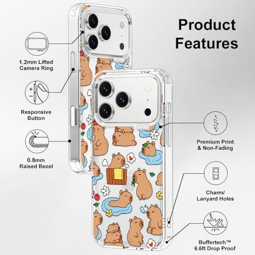 MOSNOVO for iPhone 17 Pro Case, Shockproof Military-Grade Protection 6.6ft Drop Tested, Camera Control, Clear Phone Case for iPhone 17 Pro, Capybara Land Design by MOSNOVO - Used condition - Image 7