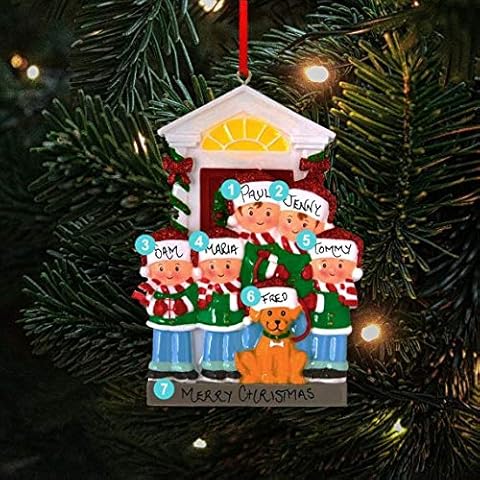 Top Quality Shop Family with Dog Personalised Christmas Ornament - Family of 5 Cover