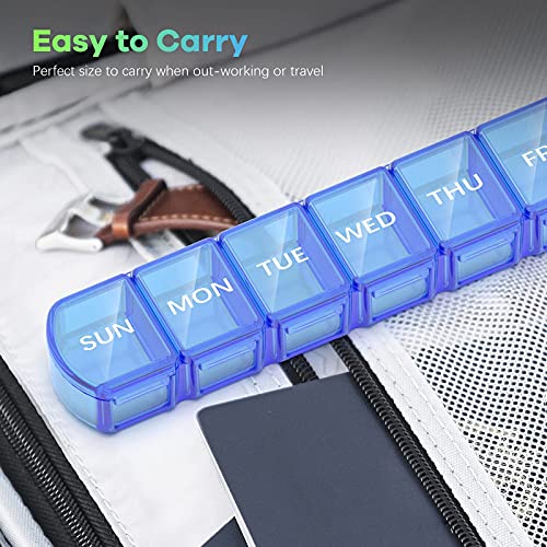 Extra Large Pill Organizer 2 Pack, Xl Pill Box 7 Day, Weekly Pill Case With Large Capacity, Jumbo Organizer, Bpa Free (Blue+Green) #TOP6