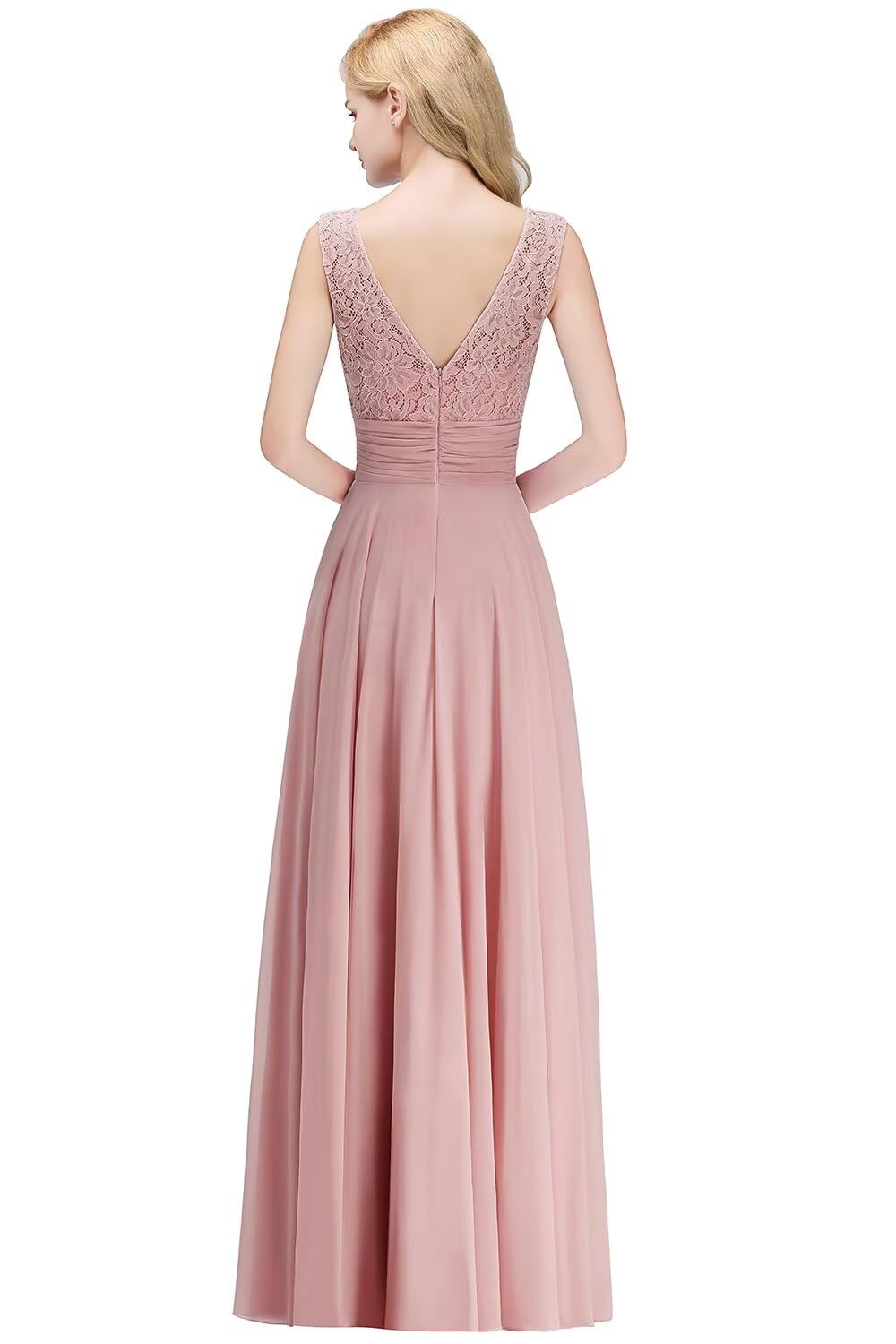 BABYONLINE D.R.E.S.S. Robe de Soirée pour Mariage Femme Longue en Dentelles Mousseline de Soie sans Manches