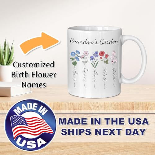 Taza personalizada para abuela con nombre y flor natal miniatura 2