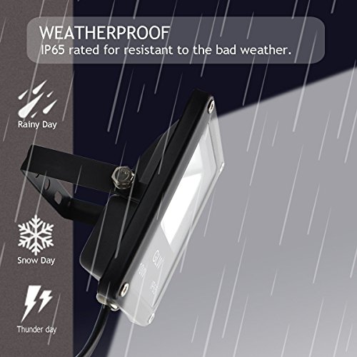 GLW Super Bright 50W Flood Light,Outdoor IP65 Waterproof Security Light,300W Halogen Bulb Equivalent with US 3-Plug,6000K,4500lm,110V Daylight White Wall Light - Thumbnail 2