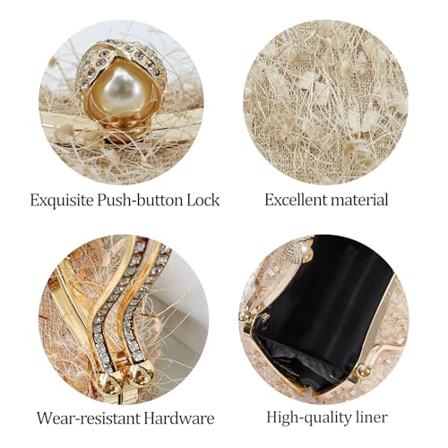 Image of Clutch Purse for Women, Evening Bag with Removable Chain Strap Elegant Handbag for Wedding /Prom /Cocktail /Party