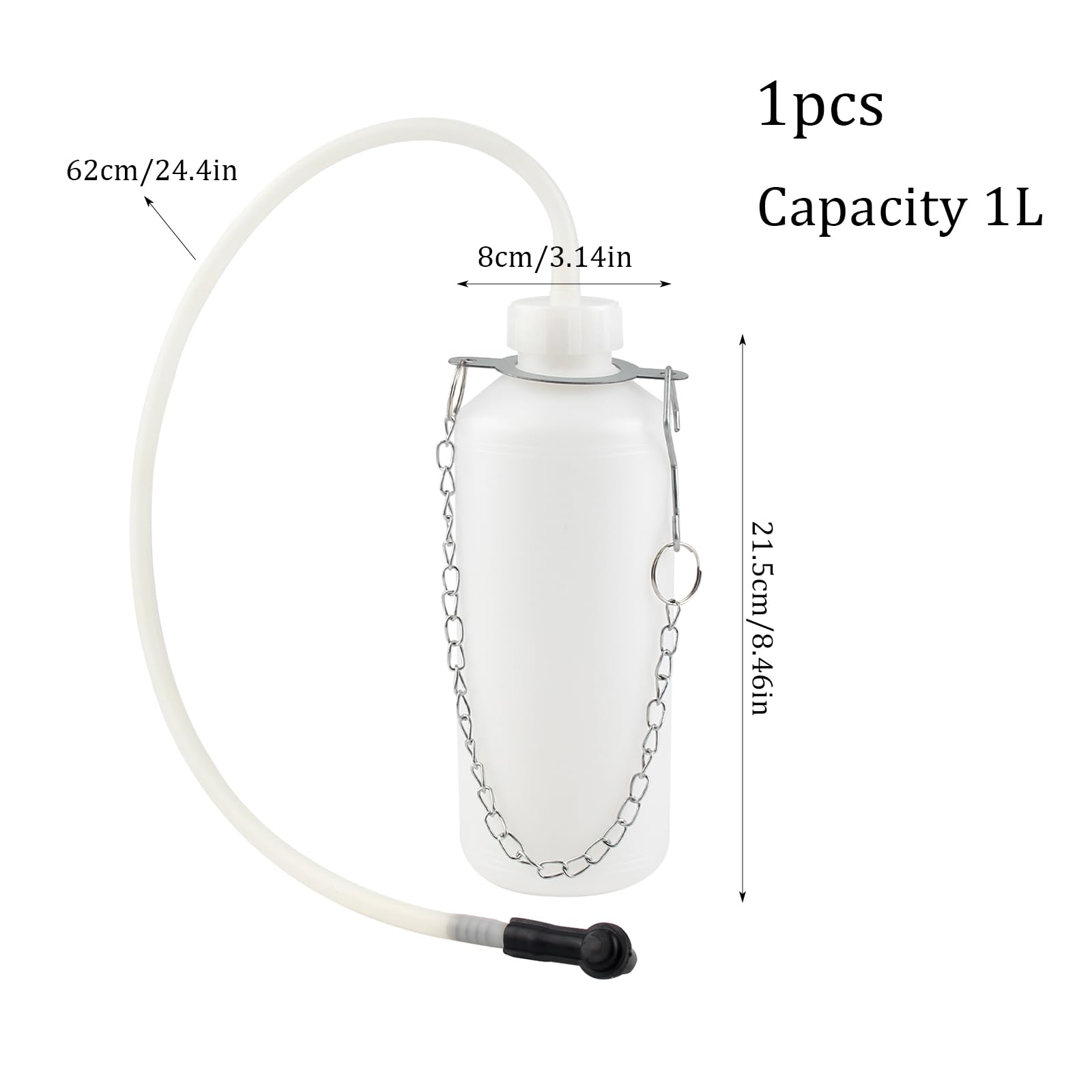 Spurgo per freni, 1 l, dispositivo di sfiato dei freni, con tubo da 60 cm e adattatore universale in gomma, per riparazione auto