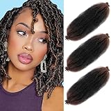 Afro Twist Hair Pre Separated Springy Afro Twist Hair Pre stretched Wrapping Hair for Soft Locs Afro Spring Twist Hair Marley Twist Braiding Hair Extensions (12 Inch (Pack of 3),1B/30#)