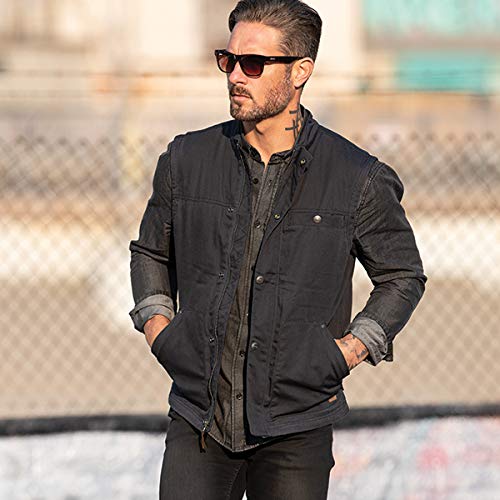 Indian Motorcycle Men's Casual Retro Waxed Cotton Vest, Black - M #TOP6