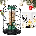 iBorn Squirrel Proof Bird Feeders – Hanging Wild Bird Feeder for Mix Seed Blends, Sunflower Heart, Heavy Duty All Metal Anti-UV Finishing, 8 Inch Green BirdFeeder, for Bird Lovers