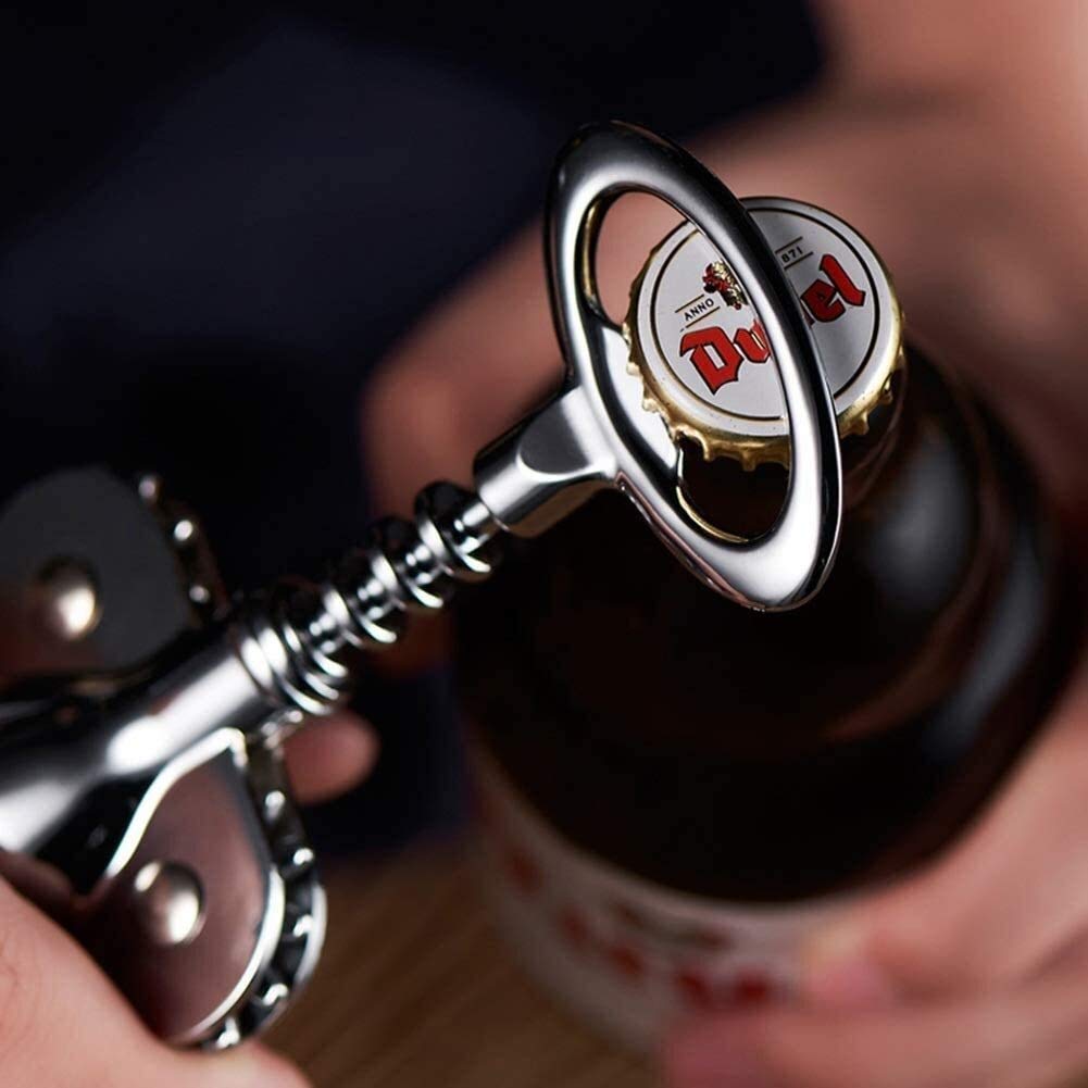 MRKU Cavatappi per Vino con Manico in Metallo Cromato in Acciaio Inox.