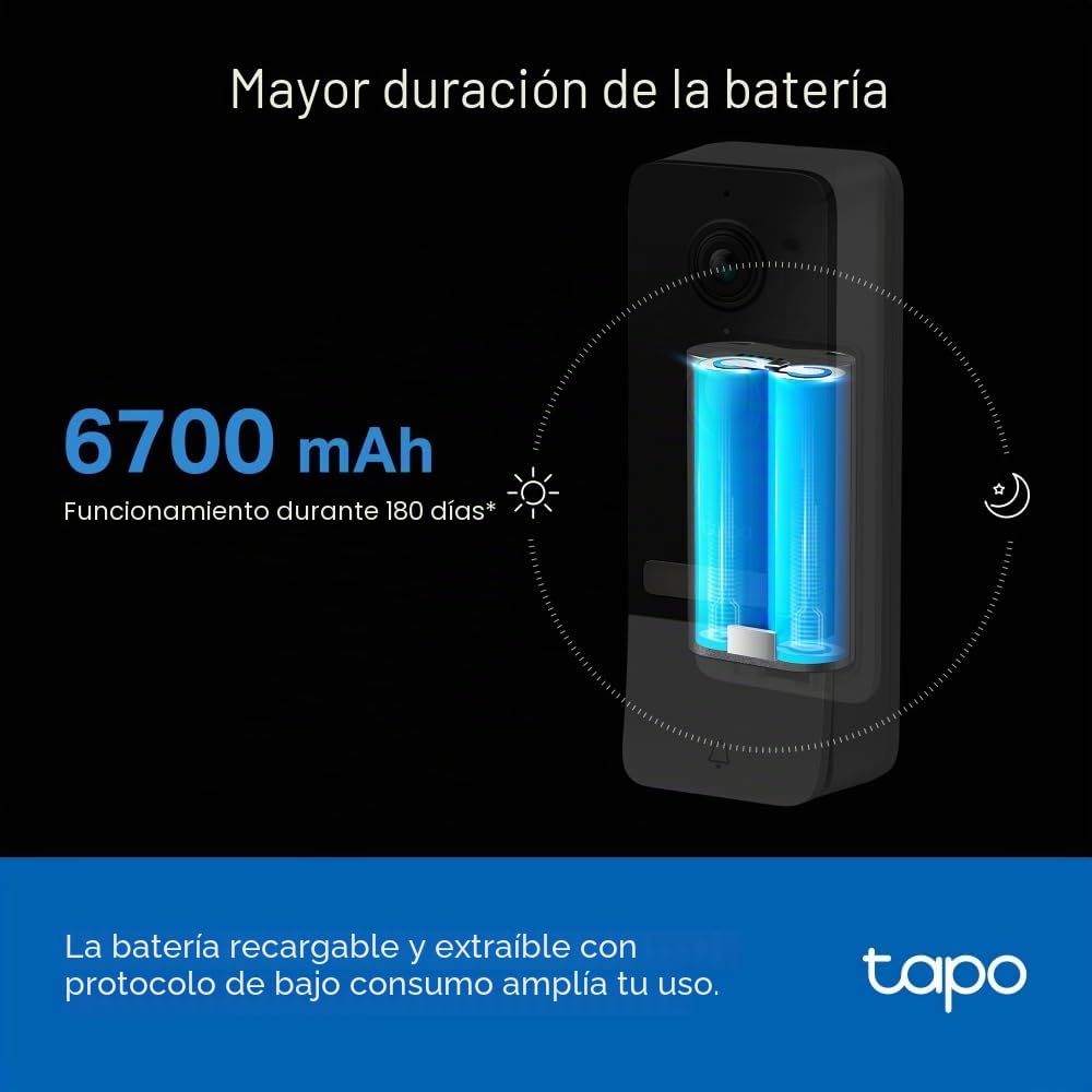 Tapo D230S1 Timbre de Video con Batería 2K 5MP Detección de IA Visión Nocturna Color Campo Amplio