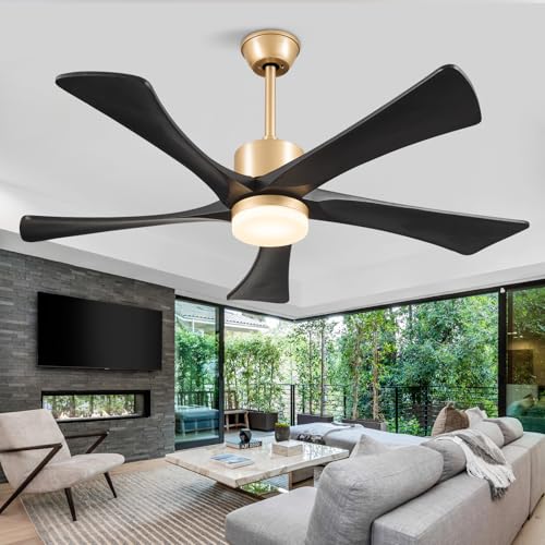 52' Black and Gold Ceiling Fan with Lights and...