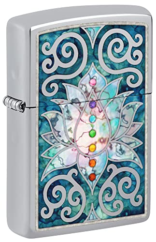 Zippo Fusion - Encendedor de Bolsillo Cromado Pulido con diseño de Flor de Loto