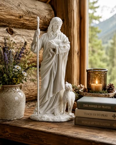 Estatua Jesús El Buen Pastor 11.5 Pulgadas Blanco miniatura 2
