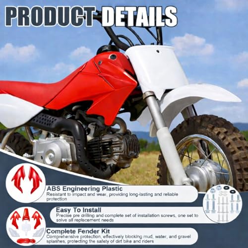 Image of Podoy CRF50 Body Fender Kit for Compatible with XR50 XR 50 CRF 50 SDG SSR Pit Dirt Motor Trail Bike Black with Bolt Work Fairing Plastic (Red)